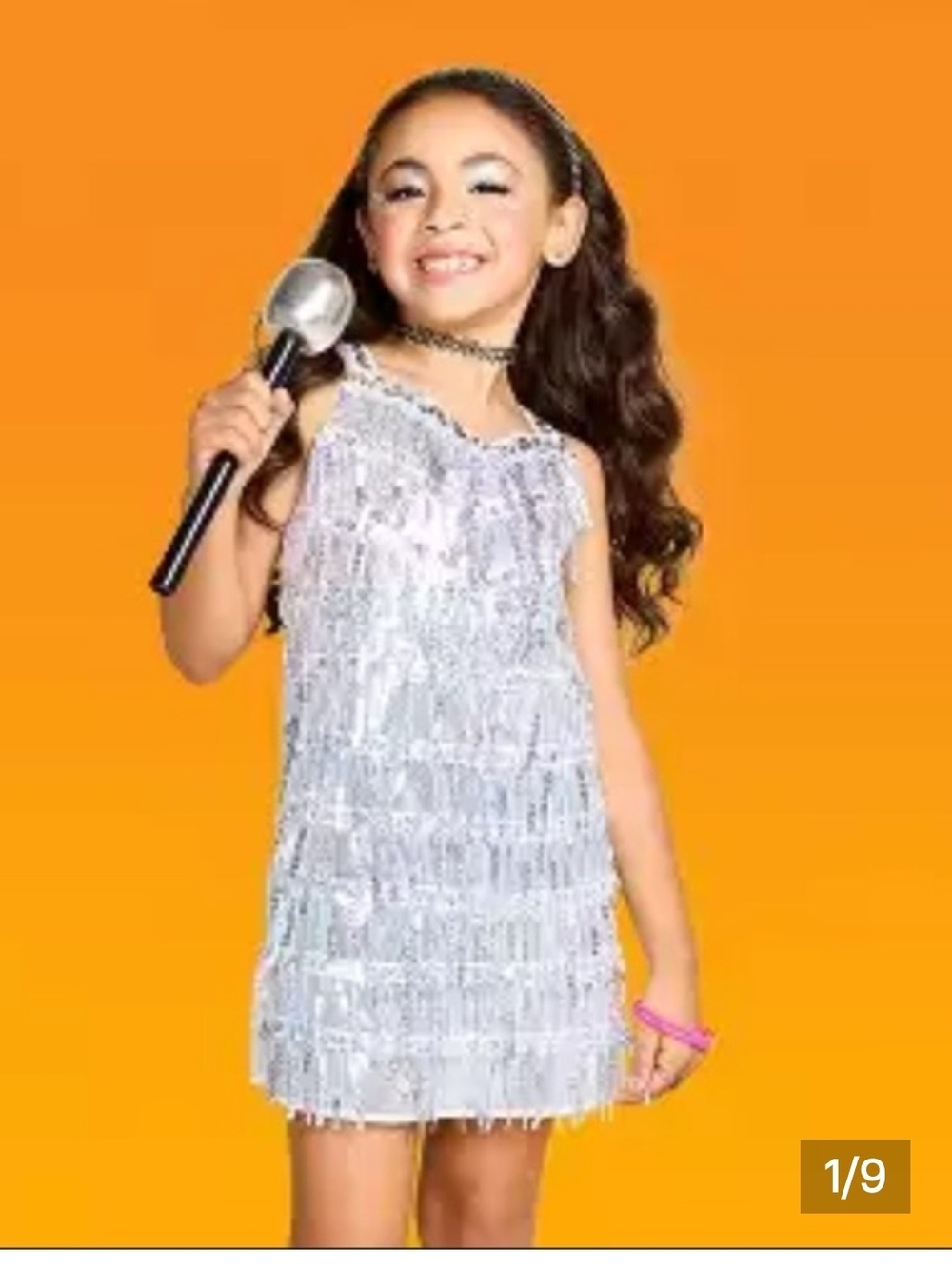 Hyde & Eek Girls Sz S(6/7) Sparkling Performer Costume w/ Microphone Sparkling